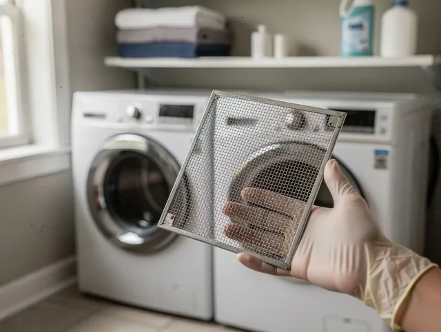 View Park-Windsor Hills Dryer Vent Cleaning specialist performing detailed lint trap cleaning service in View Park-Windsor Hills